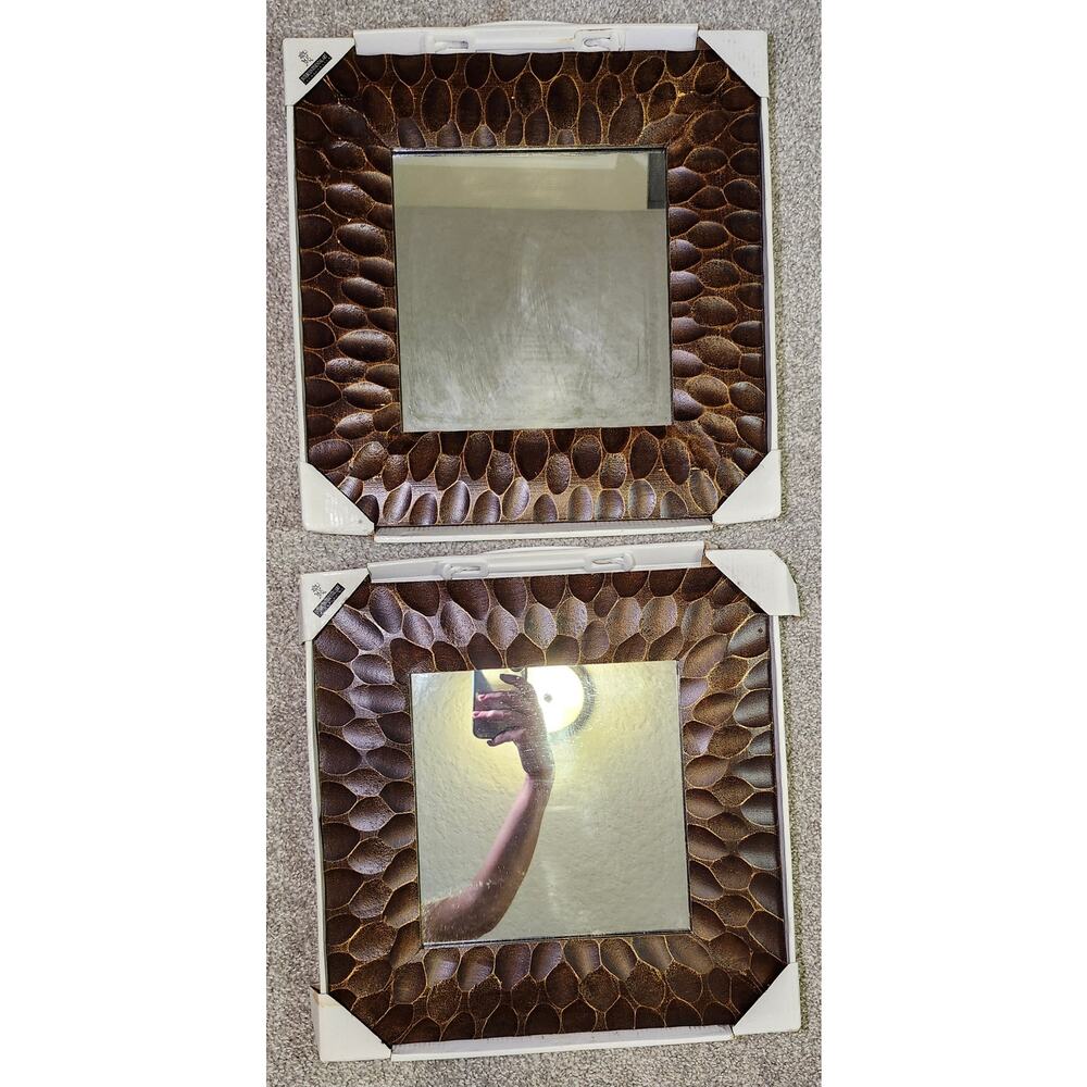 Tribal Mirrors Home or Office Rustic Décor in the Box 13 in x 13 in - Set of 2